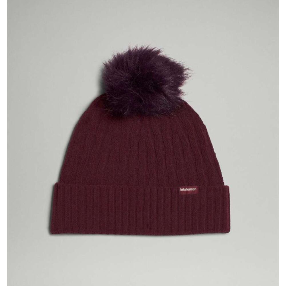 Lululemon Cable Knit Pom Beanie Plum One Size NWT